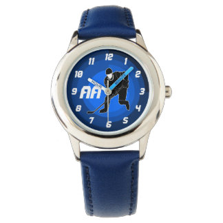 Montre Joueur de hockey bleu Silhouette