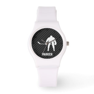 Montre Joueur de hockey; Gris Noir & Noir