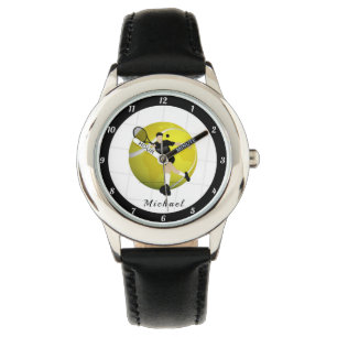 Montre Joueur de tennis Ball & Net Coach Nom du partenair