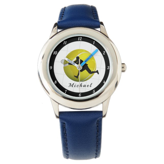 Montre Joueur de tennis Silhouette Coach Nom (devant)