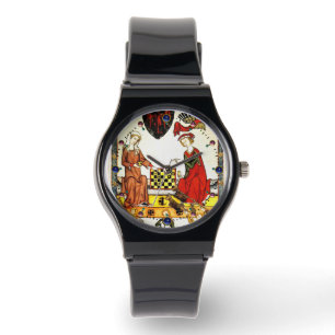 MONTRE JOUEURS D'ÉCHECS MÉDIÉVAUX À LA COUR