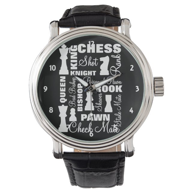 Montre Joueurs d'échecs Typographie Design (devant)