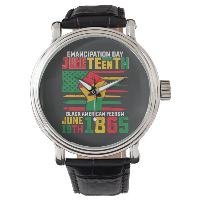 Montre Jour de l'Émancipation du 11 juin Liberté noire-am (devant)