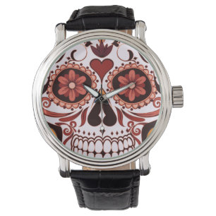 Montre Jour du crâne de sucre floral de l'art mort