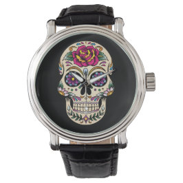 Montre Jour du crâne de sucre mort avec surveillance Rose