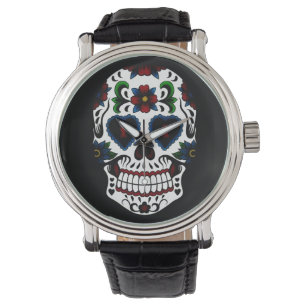 Montre Jour rétro du crâne de sucre mort