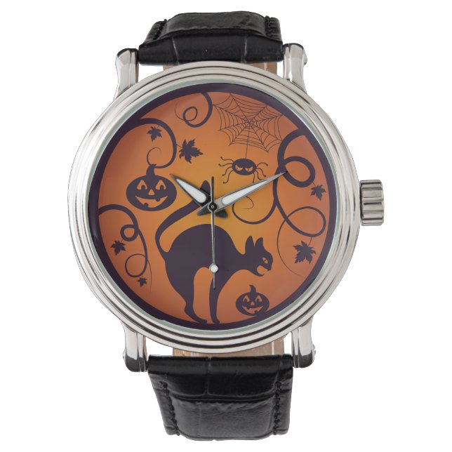 Montre Joyeuse lanterne d'Halloween araignées et chauves- (devant)