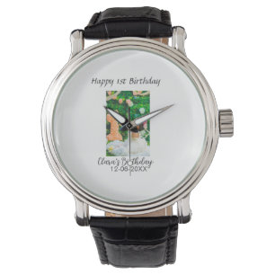 Montre Joyeux 1er anniversaire photo simple élégant coute