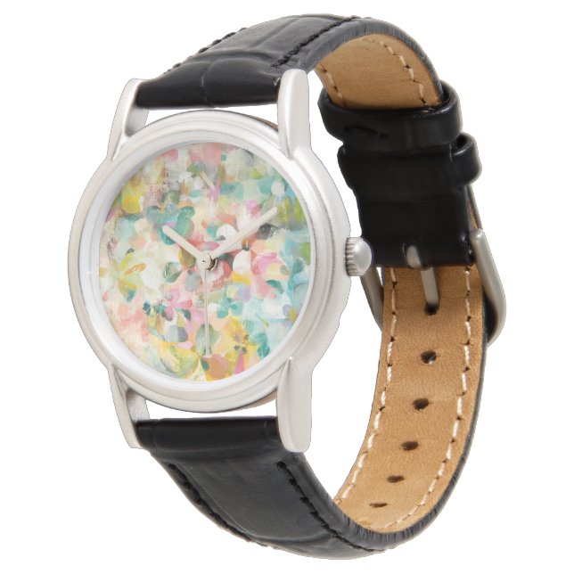 Montre Joyeux Jardin | Pétales pastel douces (Incliné)