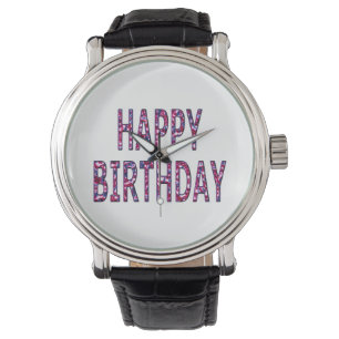 Montre Joyeux message d'anniversaire coloré