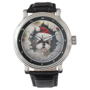 Montre Joyeux Noël Happy Shih Tzu Puppy Vacances 