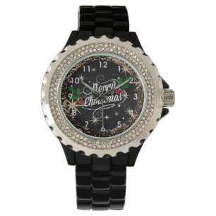 Montre Joyeux Noël scintillement et paillettes,