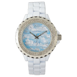Montre Joyeux nuages ensoleillés Arrière - plan cadran