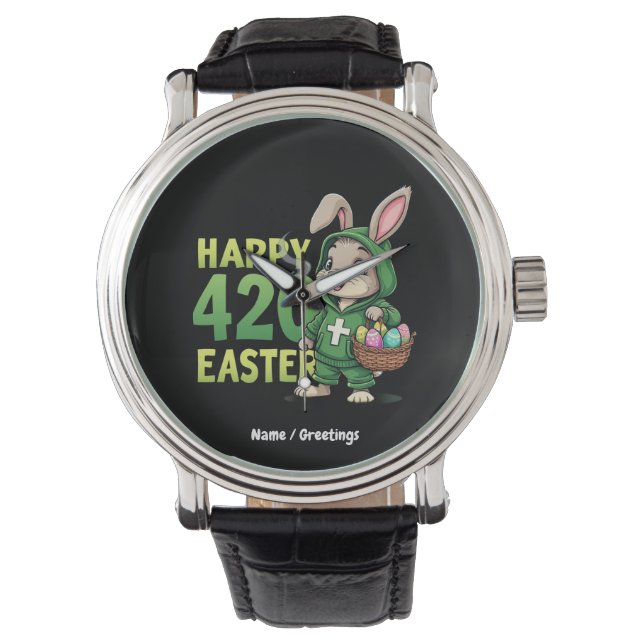 Montre Joyeux Pâques drôle Bunny Design lapin de Pâques A (devant)