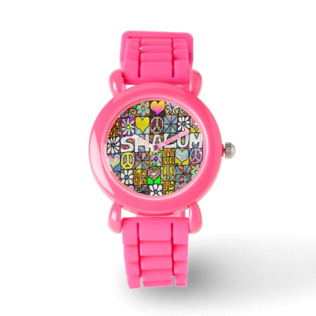 Montre Judaica Retro 60s Psychedelic Shalom LOVE (Recto)