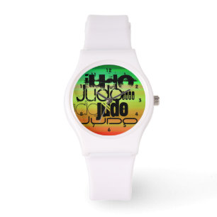 Montre Judo ; Vert, orange vibrants, et jaune