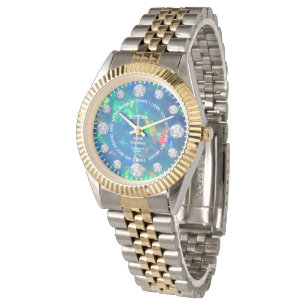 Montre Jupiter Blue Fire Opal Diamond Personnalisé Dire 