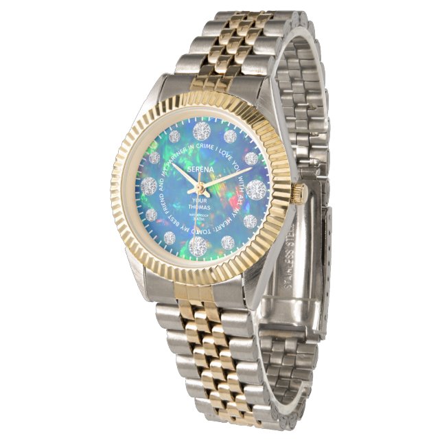 Montre Jupiter Blue Fire Opal Diamond Personnalisé Dire C (Incliné)