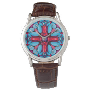Montre Kaleidoscope Vintage rouge et bleu