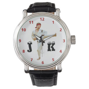 Montre Karate Kicking ceinture noire Personnaliser Monogr
