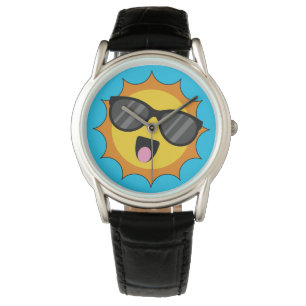 Montre Kawaii Joyeux soleil avec lunettes de soleil