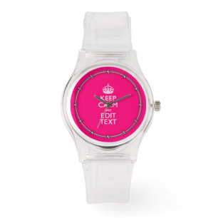 Montre KEEP CALM personnalisé et votre texte sur Fuchsia
