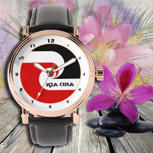 Montre Kia Ora & Maori Drapeau montre, mode Nouvelle-Zéla (Créateur téléchargé)