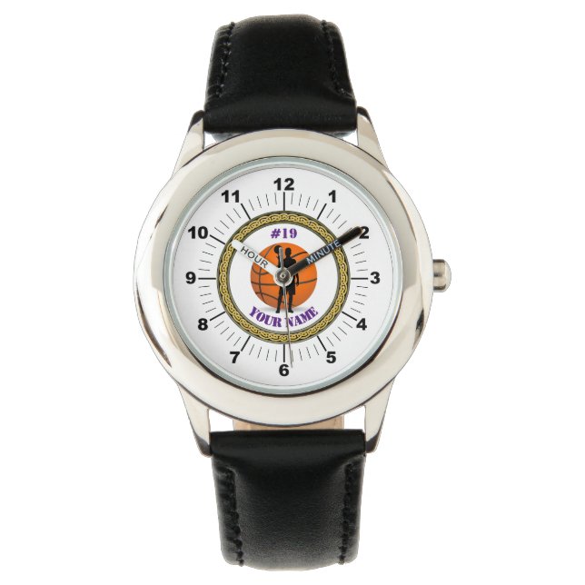 Montre Kid's Watch Custom Basketball - Ajouter nom/numéro (devant)