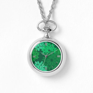 Montre Kimono floral moderne Imprimer, Emerald et Jade Gr