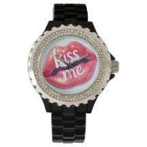Kiss Me Glossy Red Lips Art Illustration
