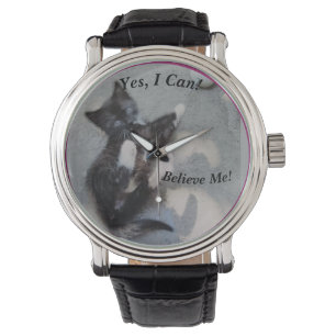 Montre Kitten Avec Souris Personnalisable Photo Chat Drôl