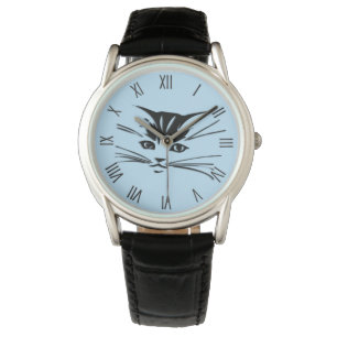 Montre Kitty Chat Face Bleu w Chiffres romains