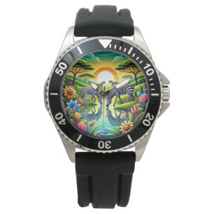 Montre La beauté de la nature avec des zèbres buvant au b