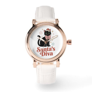 Montre La chatte de Noël diva de Santa pour elle