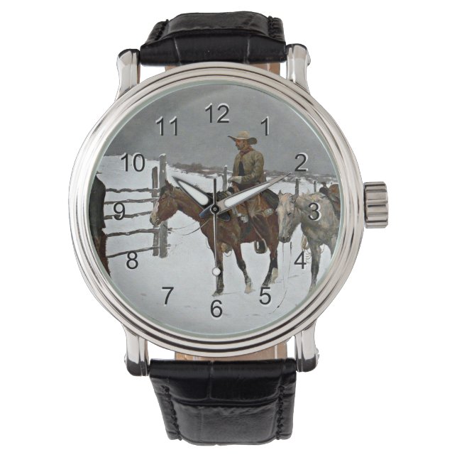 Montre La chute du cowboy, tableau de F. Remington (devant)