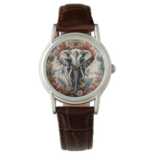 Montre La faune majestueuse des éléphants décorés