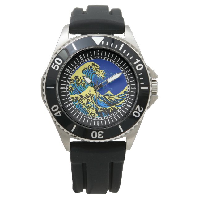 Montre La Grande vague de Hokusai dans l'art pop Dial (devant)