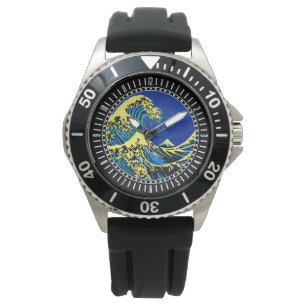 Montre La grande vague de Hokusai dans le cadran de style