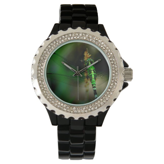 Montre La libellule verte sur les femmes Regarder (devant)