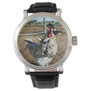 Montre **"La Majesté tachetée : le coq de ferme moucheté"