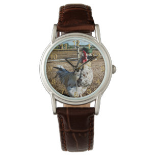 Montre **"La Majesté tachetée : le coq de ferme moucheté"