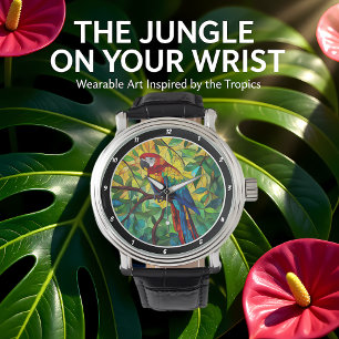 Montre La splendeur tropicale" - Macaw en verre coloré