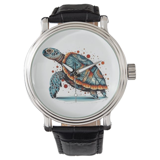 Montre La tortue marine de la mosaïque d'Indigo (devant)