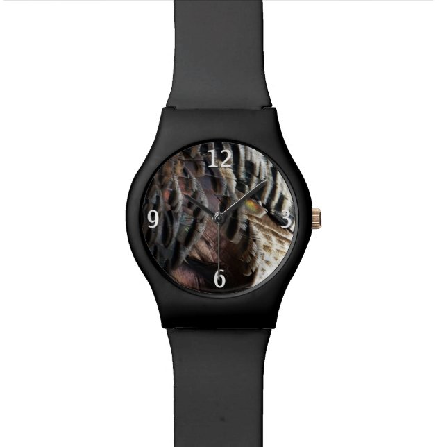 Montre La Turquie sauvage Plumes I Abstrait Nature Design (Fermer)