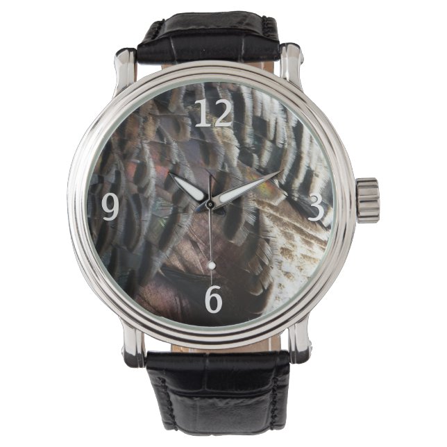 Montre La Turquie sauvage Plumes I Abstrait Nature Design (devant)