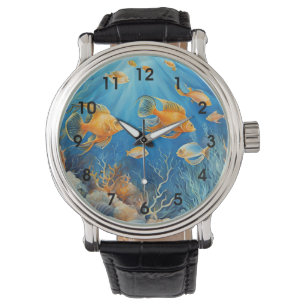 Montre La vie marine avec des poissons exotiques,