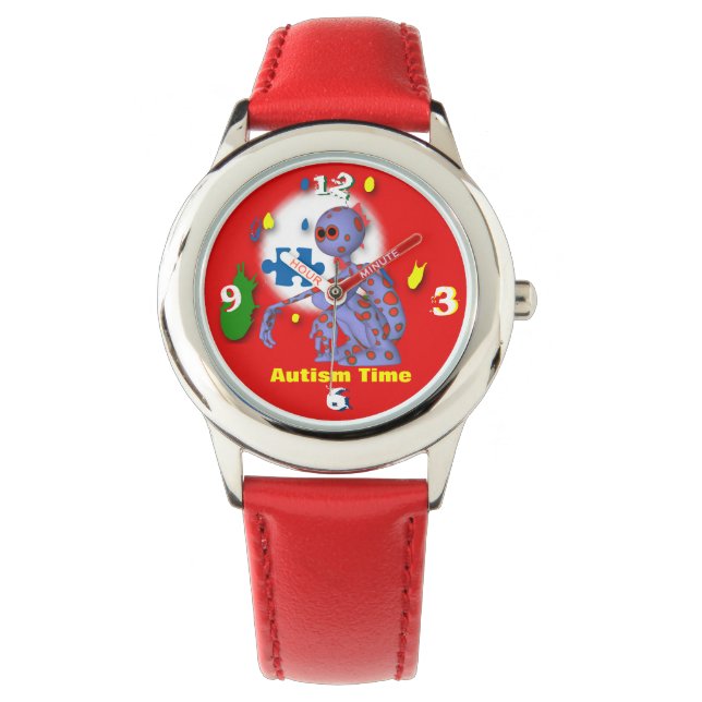 Montre L'acier inoxydable de l'enfant autiste (devant)