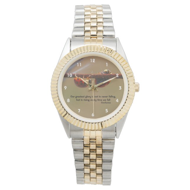Montre Ladybugs Attitude Inspiration Confucius Citation (devant)