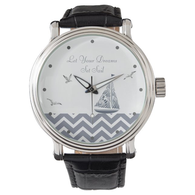 Montre "Laissez vos rêves prendre la mer" Voilier contemp (devant)