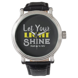 Montre Laissez Votre Lumière Briller Verset Biblique Noir